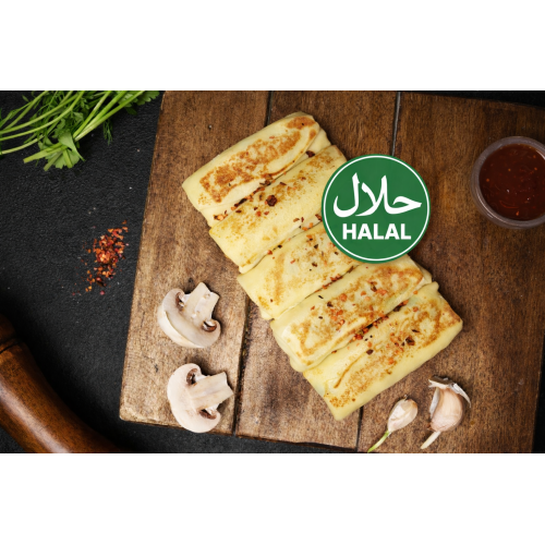 Halal Chicken and Mushroom Crepes – Thin Pancakes with Chicken & Mushrooms