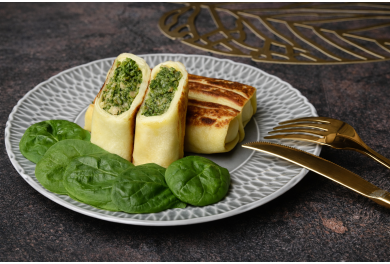 Salmon and spinach crepes