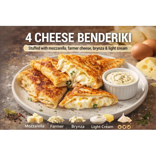 4 cheese benderiki – Crepes Stuffed with 4 cheeses