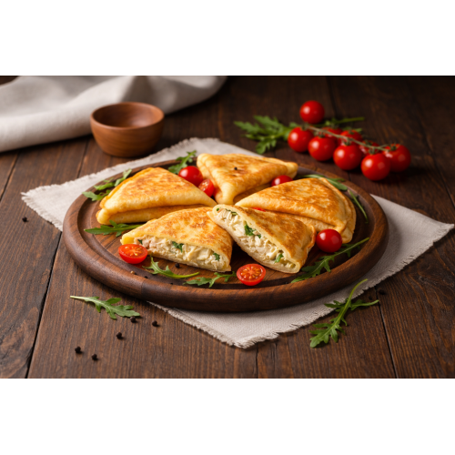 Benderiki with chicken and cheese– Crepes Stuffed with chicken and cheese
