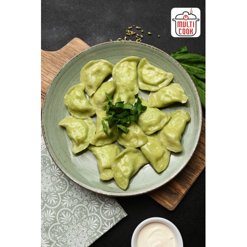 Spinach and brined cheese pierogy (varenyky)